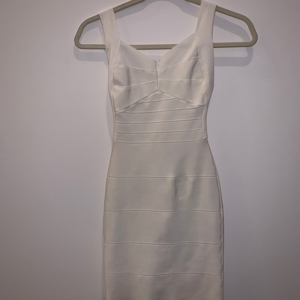 Herve Leger White Bandage Cocktail Dress